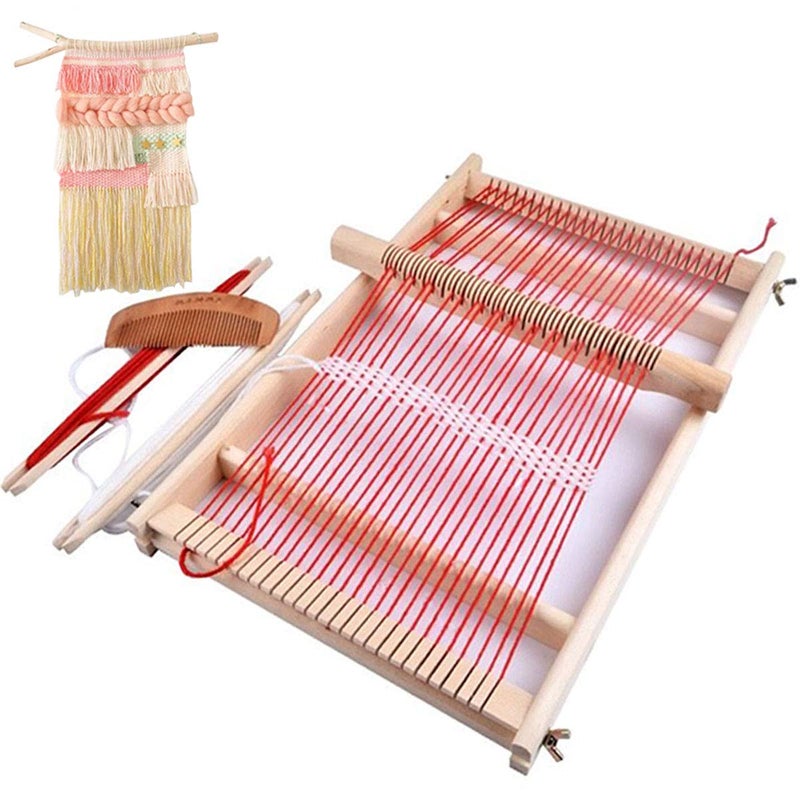 MIKIMIQI Wooden Multi-Craft Weaving Loom Large Frame 9.85 x 15.75 x 1.3inches to Handcraft for Kids - Image 1